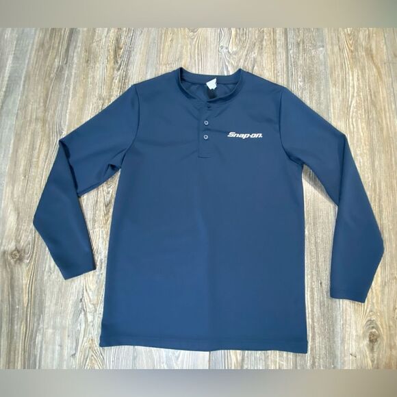snap on Other - Snap-On Tools Sonic Blue Long Sleeve Jersey Mesh Henley Performance Shirt - Sz M